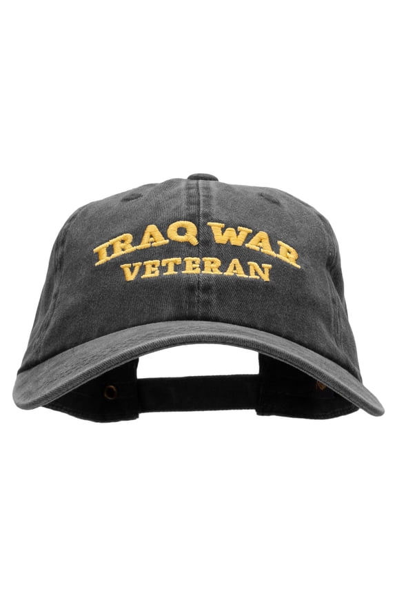 Iraq War Veteran Embroidered Washed Cotton Brass Buckle Cap - Black OSFM