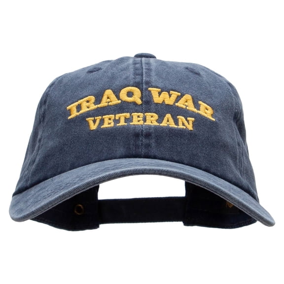 Iraq War Veteran Embroidered Washed Cotton Brass Buckle Cap - Navy OSFM
