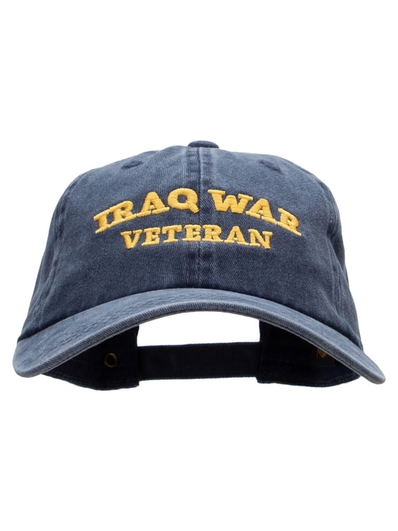 Iraq War Veteran Embroidered Washed Cotton Brass Buckle Cap - Navy OSFM