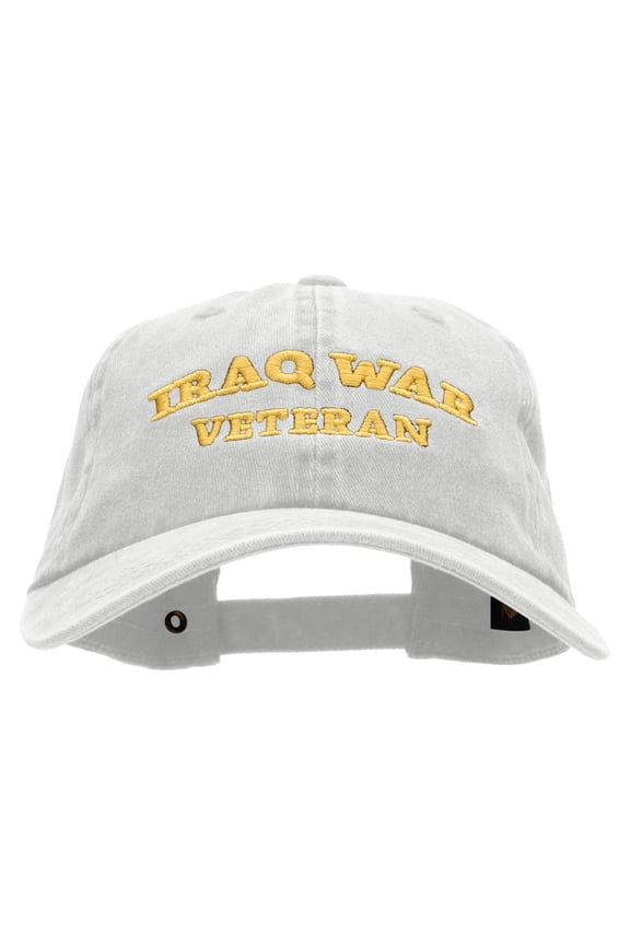 Iraq War Veteran Embroidered Washed Cotton Brass Buckle Cap - White OSFM