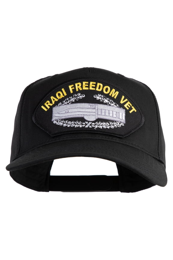 Iraqi Freedom Vet Patched Solid Cotton Twill 5 Panel Prostyle Snap Cap - Black OSFM