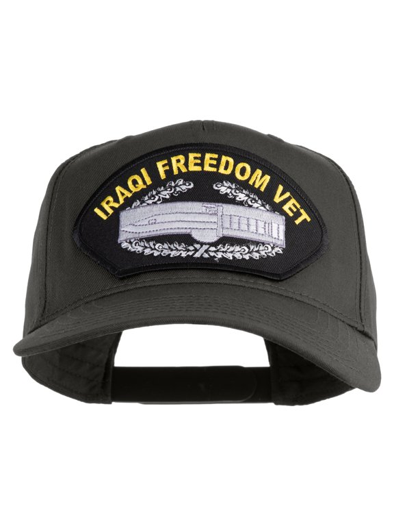 Iraqi Freedom Vet Patched Solid Cotton Twill 5 Panel Prostyle Snap Cap - Charcoal Grey OSFM