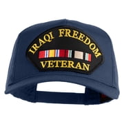 Iraqi Freedom Veteran Patched Solid Cotton Twill 5 panel Mesh Back Cap - Navy OSFM