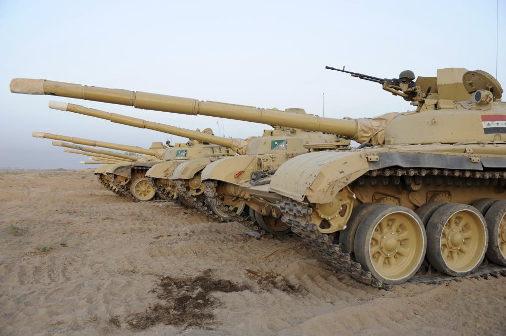Iraqi T-72 tanks from Iraqi Army Brigade Canvas Art - Stocktrek Images (35 x 23)