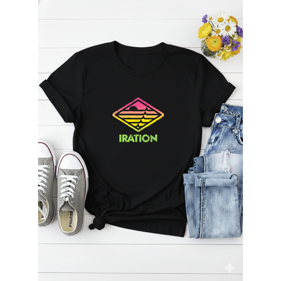Iration Neon Logo Reggae Band Tropical Vibes Music Fan Graphic Unisex T-Shirt.PNG V51253 up to size 5XL