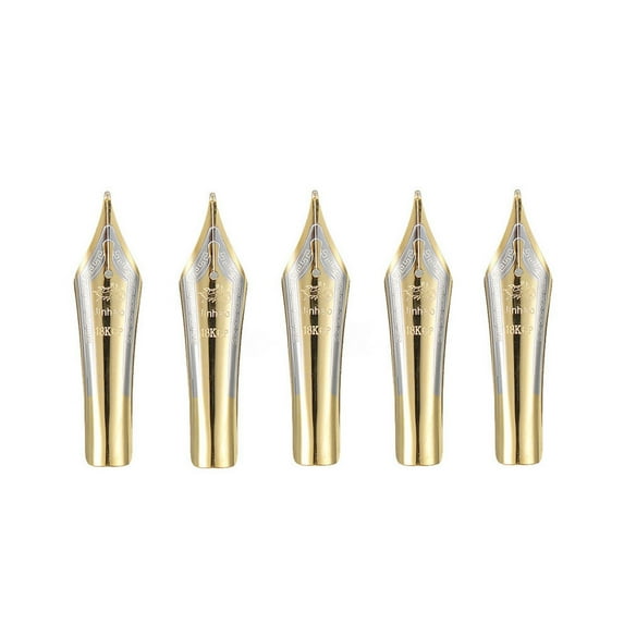 Iraurita Fountain Pen Nibs 5pcs Medium(0.5mm) Gold Nibs, Iridium Stainless Nib, Calligraphy Lovers' Essential