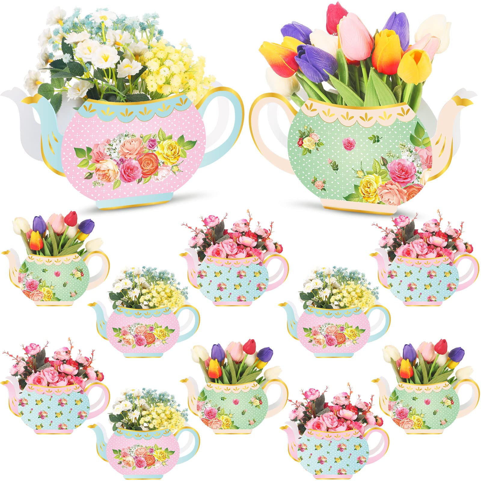 Ireer 12 Pieces Tea Party Centerpieces for Table Tea Party Decorations