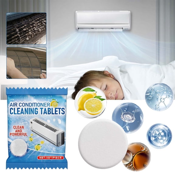 Ireezec AC Cleaning Tablet, Air Conditioner Cleaner Descaling Tablets for Odor Removal, HVAC Maintenance for Hanging Wall Units, Dehumidifier Humidifier Refrigerator Cleaner,3 pcs