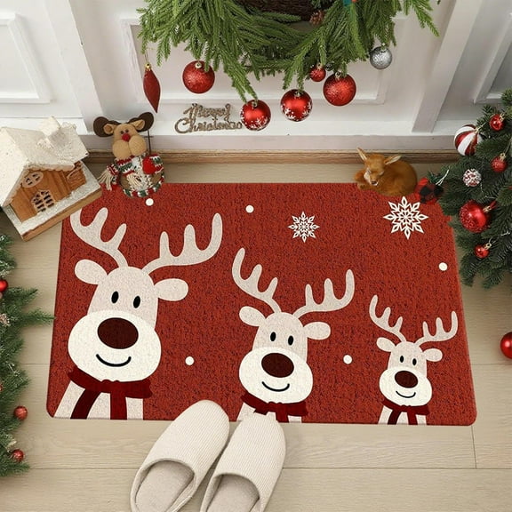 Ireezec Christmas Kitchen Mat, Non Slip Absorbent Floor Rug, Holiday Decor Runner for Entryway, Door, Bathroom, Laundry Room, Washable Anti Fatigue Dirt Proof Carpet