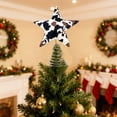 thumbnail image 1 of Ireezec Cow Print Star Tree Topper Christmas Decoration for Party Festive Ornament Metal Rustic Farmhou Decor, 1 of 9