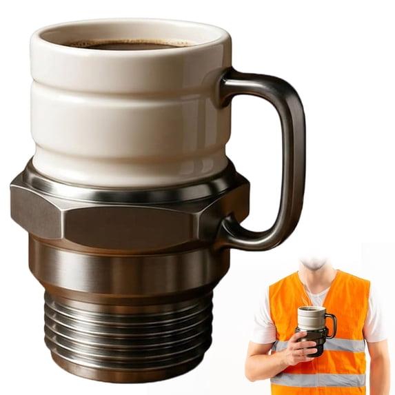 Ireezec Engine Block Ceramic Coffee Mug, 15 oz Auto Mechanic Enthusiast Gift for Men, Unique Spark Plug Design Car Lover Cup, Office Desk & Garage Use, Funny Automotive Novelty Drinkware