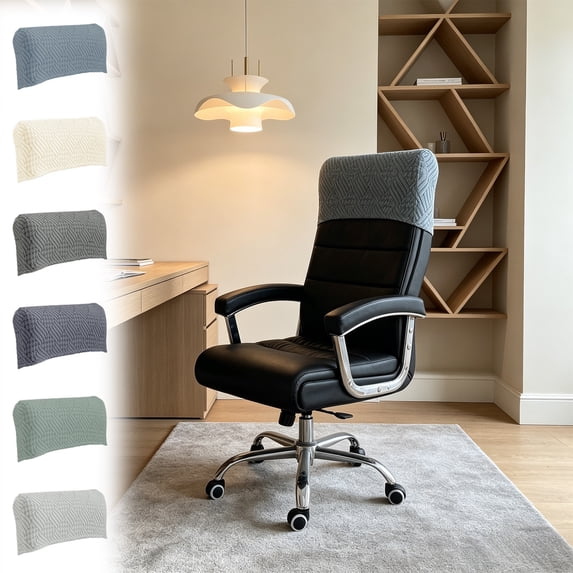 Ireezec Office Chair Headrest Cover Stretchable Headrest Slipcover for Office Chairs Jacquard Head Rest Furniture Protector for High Back Computer Chairs Set of 1