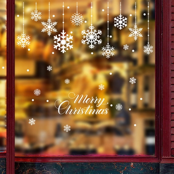 Ireezec Static Cling Window Stickers Christmas Snowflake Decorations Large Decals for Glass Doors Home Office Shop Mall Seasonal Holiday Party Decorative Window Film Removable Wall Art