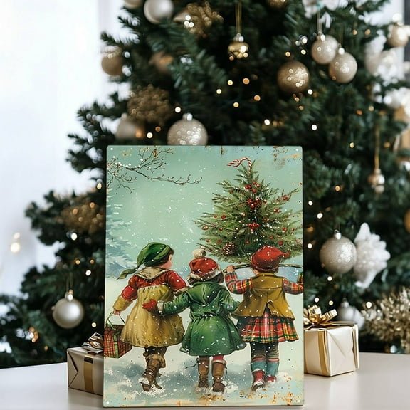 Ireezec Vintage Santa Claus Metal Wall Art Decor Waterproof Rustproof Outdoor Indoor Hanging Sign for Christmas Porch Garden Patio Farmhouse Wall Decorations