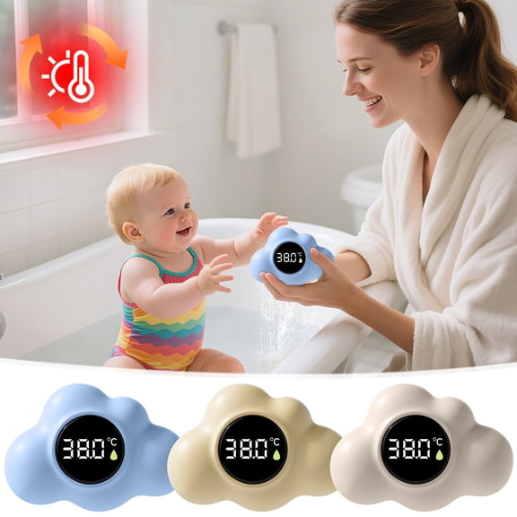 Ireezec Water Thermometer for Bathing, Electronic Floating Thermometer for Measuring Water Temperature, Cute Cloud Shape with LED Display for Infant Tub Pool