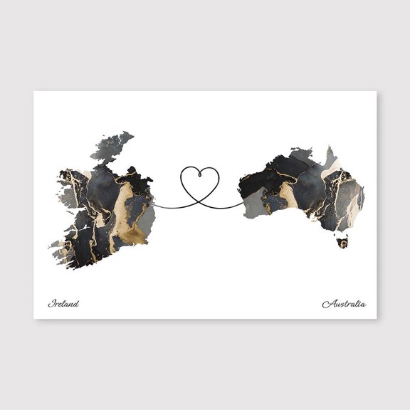 Ireland Australia Minimalist Map Canvas Print – Stylish Country Wall Decor – 8x12 inch