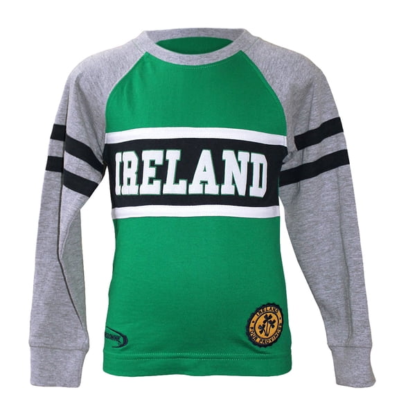 Ireland Baseball Tee Shirt for Kid's Long Sleeved Sweatshirt Green Color