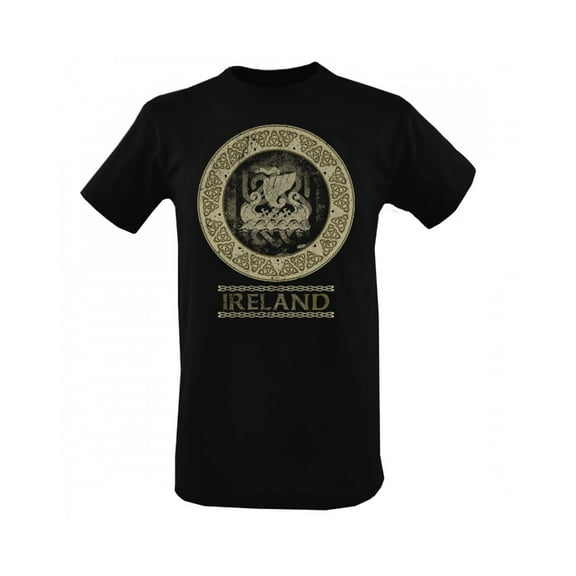 Ireland Celtic Viking Design Black T-Shirt for Men 100% Cotton by Traditional Craft Limited