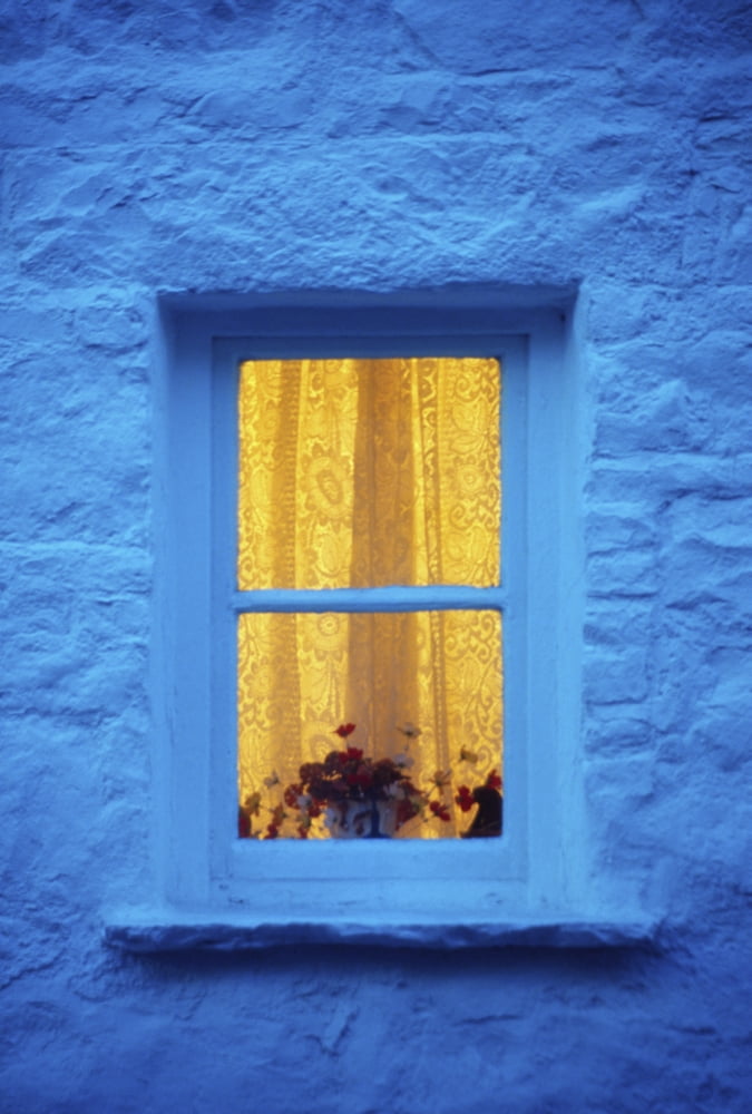 Ireland Cottage Window At Night Canvas Art - Richard Cummins Design Pics (12 x 18)