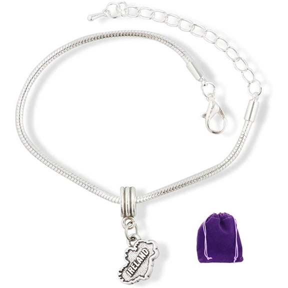 Ireland Country Map Snake Chain Charm Bracelet