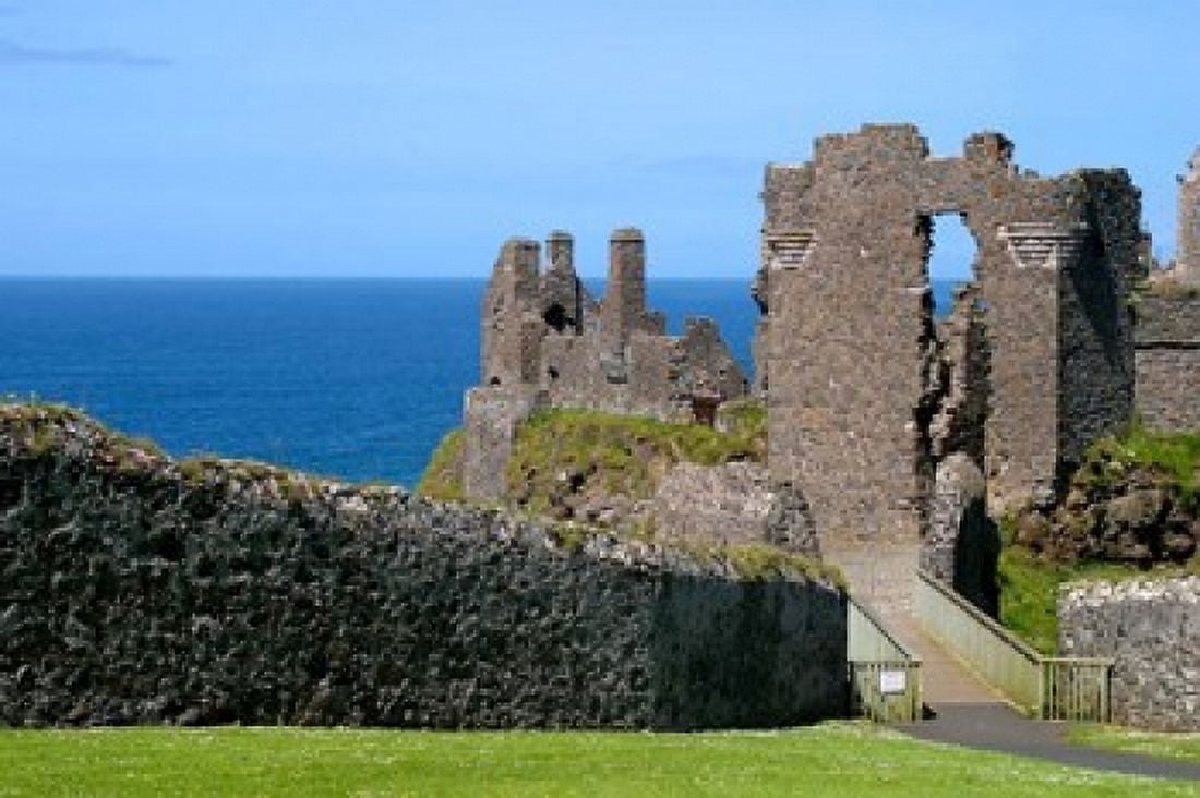 Ireland Dunluce Castle Ancient Architecture Canvas Art - Kymri Wilt DanitaDelimont (34 x 23)
