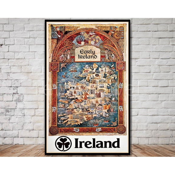 Ireland Early Map Poster, Unframed Paper Poster 8x10in