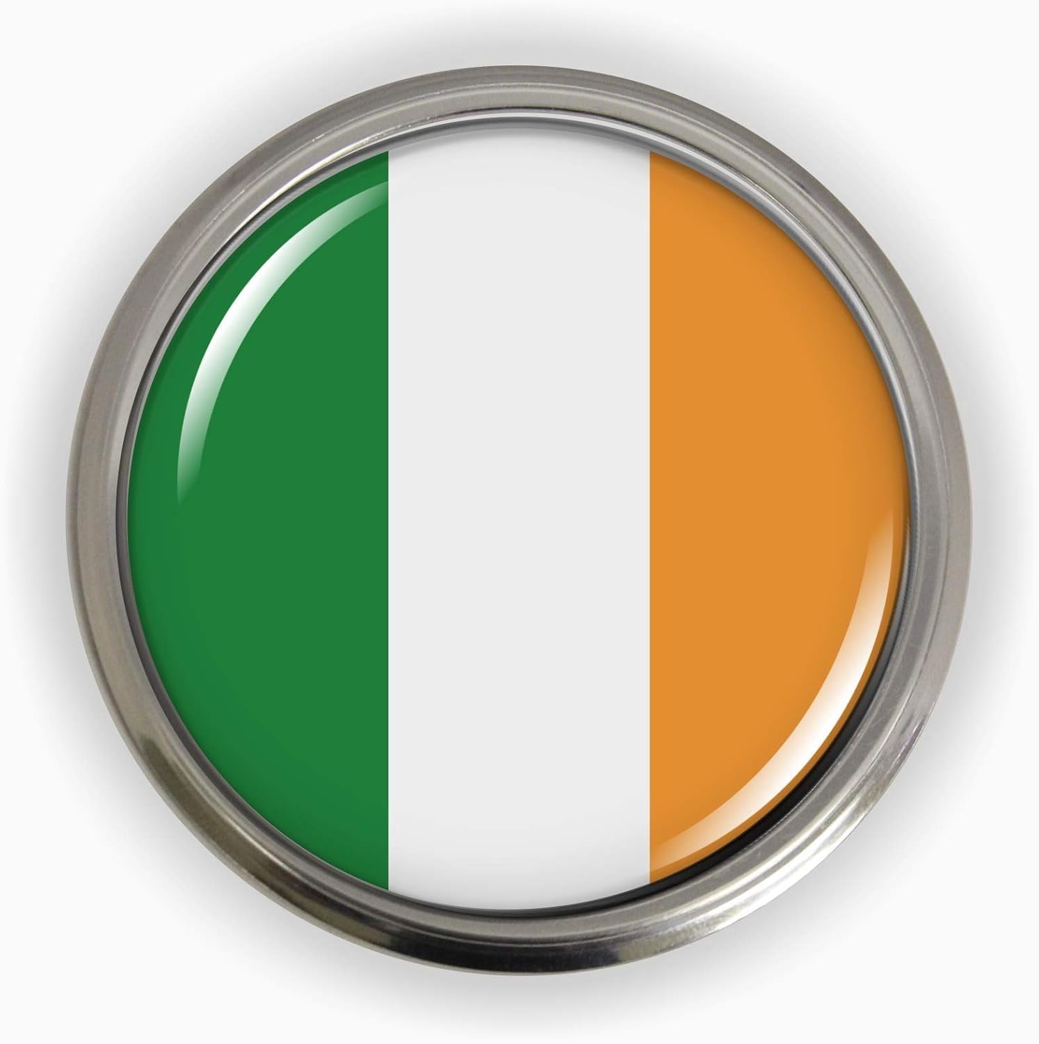 Ireland Rounded Flag Ireland Flag 3D Domed Round Automotive Emblem – Semi-Flexible Aluminium ...