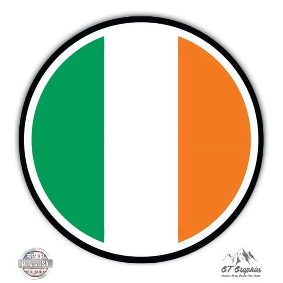 Ireland Flag - 8" Vinyl Sticker - For Car Laptop I-Pad - Waterproof Decal