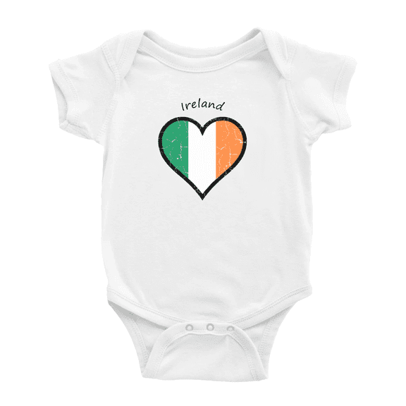 Ireland Flag Heart Love Funny Baby Bodysuit Clothes