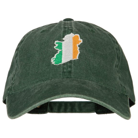 Ireland Flag Map Embroidered Washed Cotton Twill Cap - Dk Green OSFM