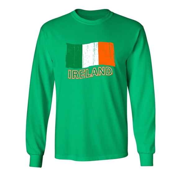 Ireland Flag Patricks Day Gift Sarcastic Humor Novelty Men's Long Sleeve Shirts