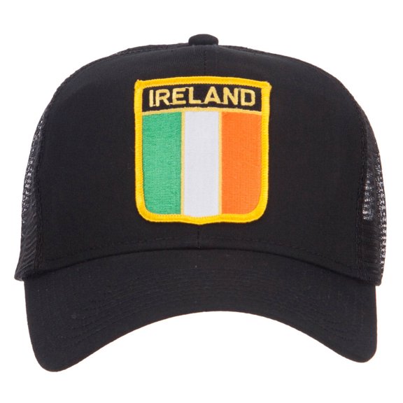 Ireland Flag Shield Patched Mesh Cap - Black OSFM