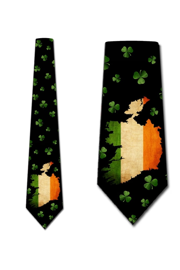 Ireland Flag Ties and Shamrocks Necktie Mens Tie by Three Rooker