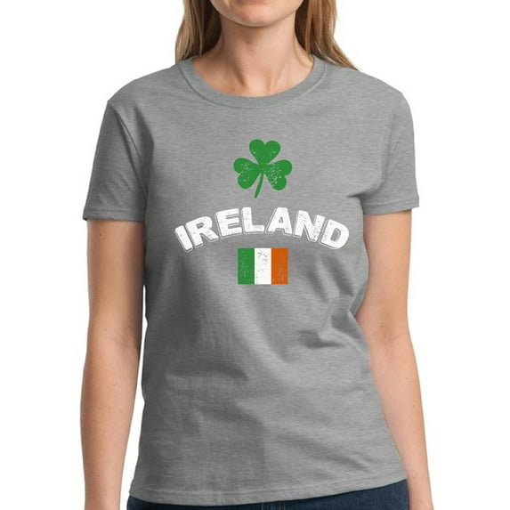 Ireland Flag and Leaf Graphic Shirts for Women - St Patrick's Day Womens T-Shirt American Irish Party Gift