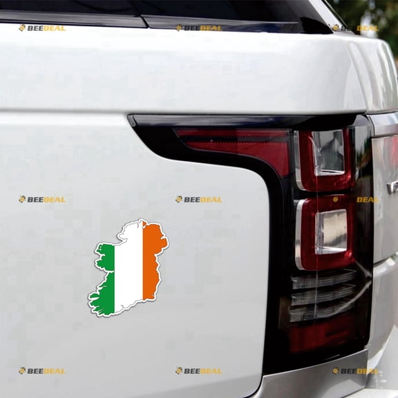 Ireland Irish Flag Map Outline Car Magnet Magnetic Sticker Decal - 2 Pack Reflective 4" - for Truck Door Fridge Reusable Waterproof