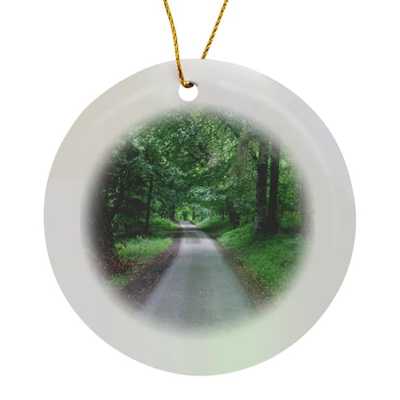 3drose, Ireland, Killarney National Park Forest Path - Eu15 Cmi0139 - Cindy Miller Hopkins, Circle Porcelain Ornament