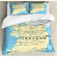 thumbnail image 1 of Ireland Map Duvet Cover Set, High-Detailed Mapping Political Geographical Cities Rivers, Decorative 3 Piece Bedding Set with 2 Pillow Shams, Queen Size, Deep Sky Blue Multicolor, by Ambesonne, 1 of 3
