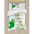thumbnail image 1 of Ireland Map Duvet Cover Set Twin Size, Info-Graphics with Names of Countries and Seas Indicated English Channel, Decorative 2 Piece Bedding Set with 1 Pillow Sham, White Multicolor, by Ambesonne, 1 of 3