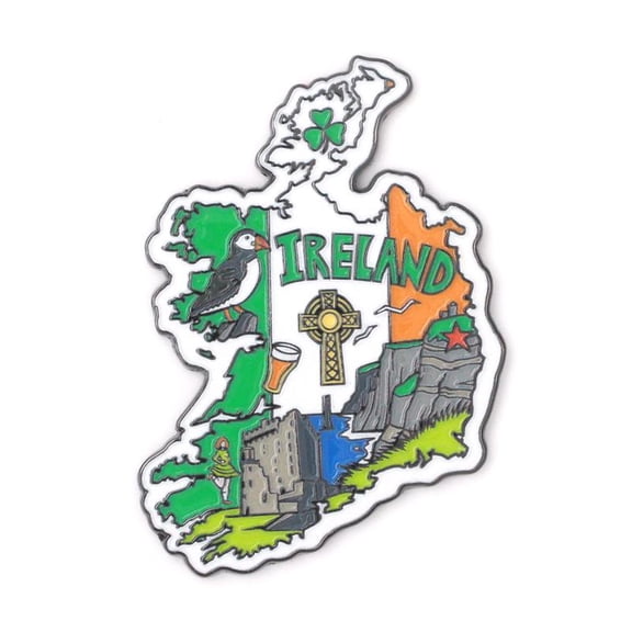 Ireland Map Shape and National Flag Colors Inspired Fridge Magnet