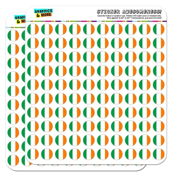 Ireland National Country Flag 1/2" (0.5") Scrapbooking Crafting Stickers