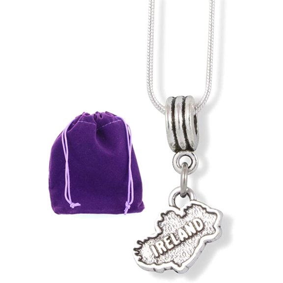 Ireland Necklace | Country Map Charm Snake Chain Necklace