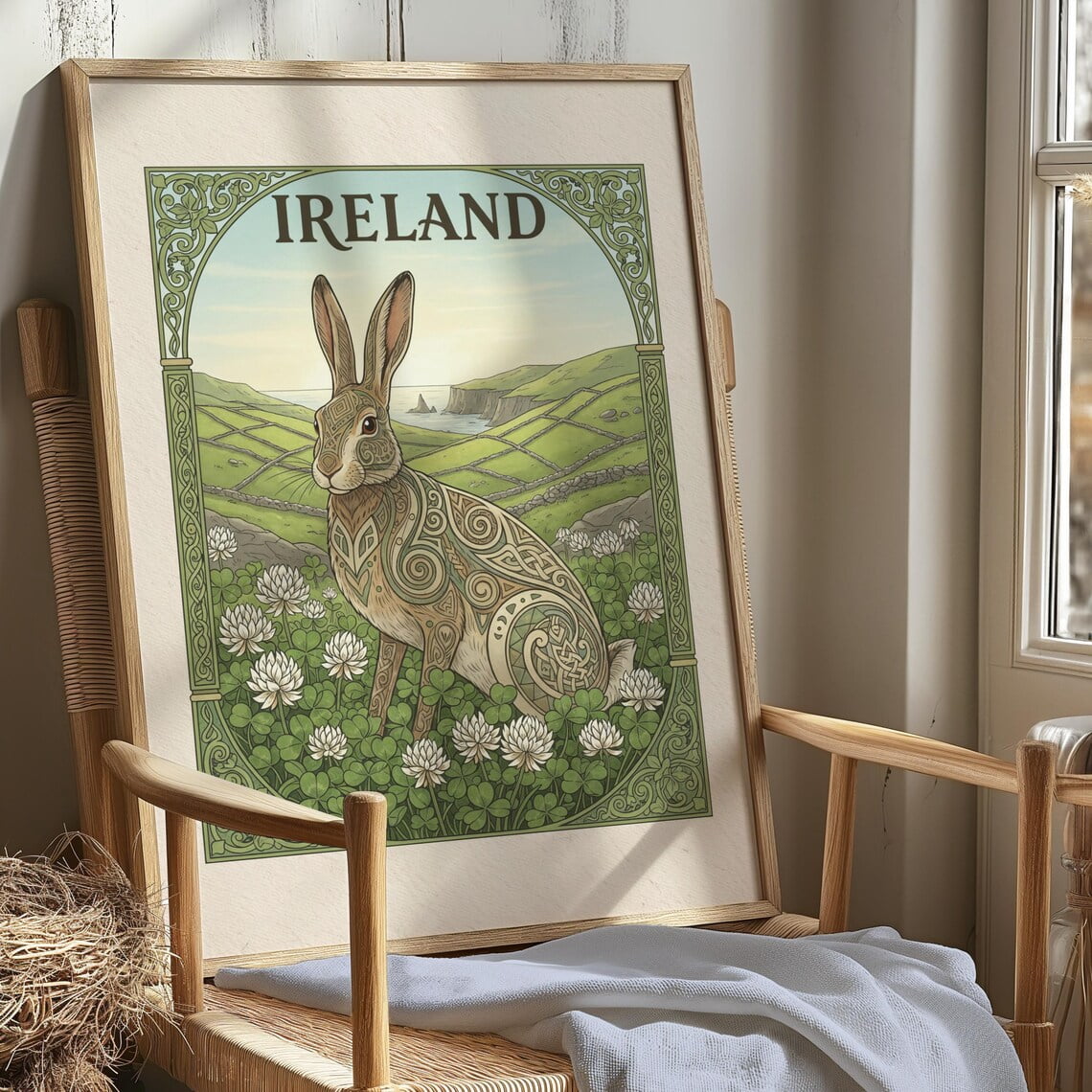 Ireland Poster, Irish Hare And Shamrock, Celtic National Symbol, Living ...
