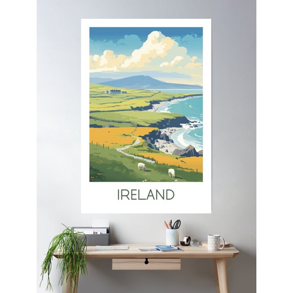 Ireland Poster Wall Art, Modern Wall Decor For Living Room Bedroom, 24x36 UNFRAMED