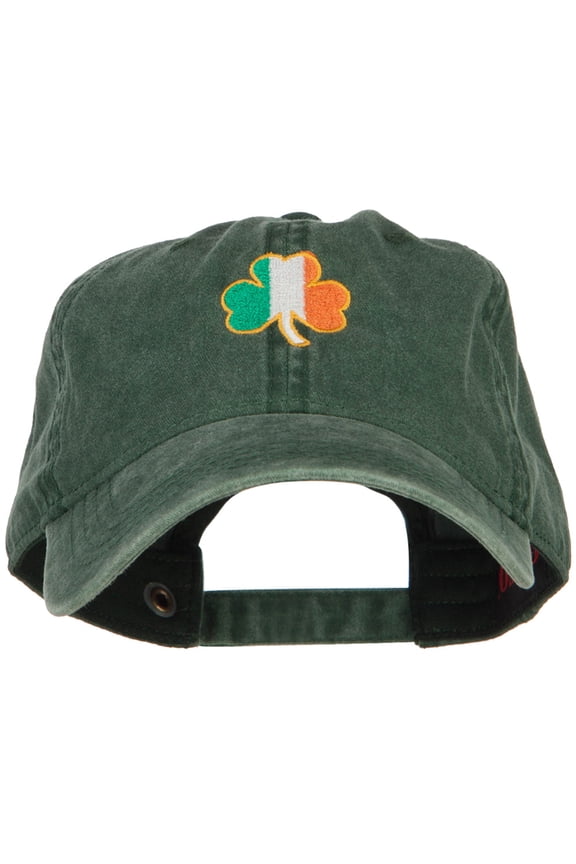 Ireland Shamrock Embroidered Washed Buckled Cap - Dk Green OSFM