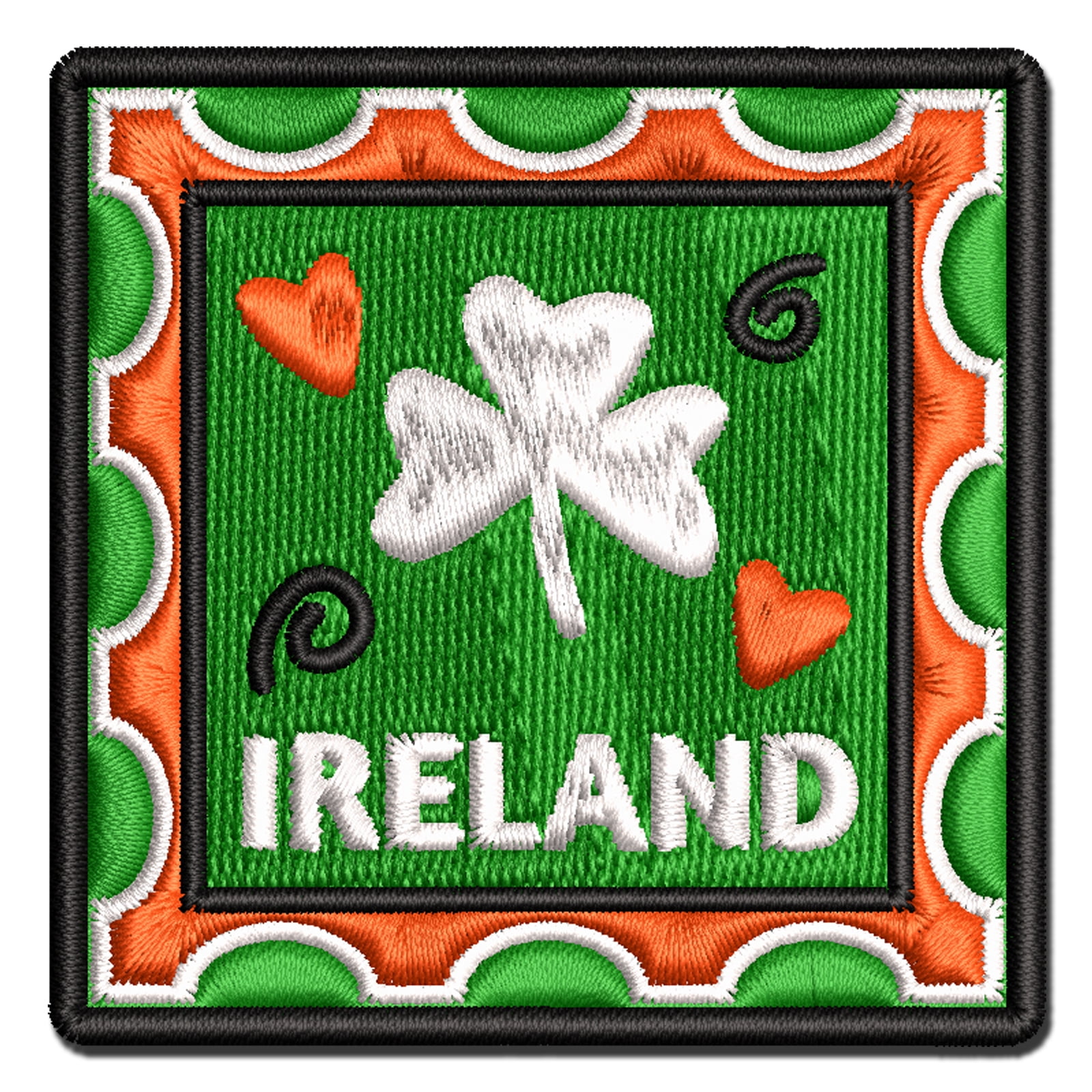 Ireland Shamrock Passport Travel Applique Multi-Color Embroidered Iron-On Patch - 3.5 Inch Large