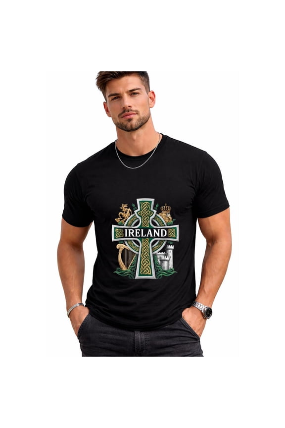 Ireland St Patrick Day Celtic Cross Green Celebration Irish Mens T-Shirt