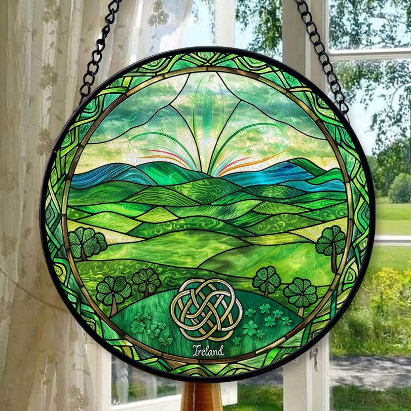 Irish Window Topper Ireland Stained Glass Window Hangings, Handcrafted Stained Glass ...