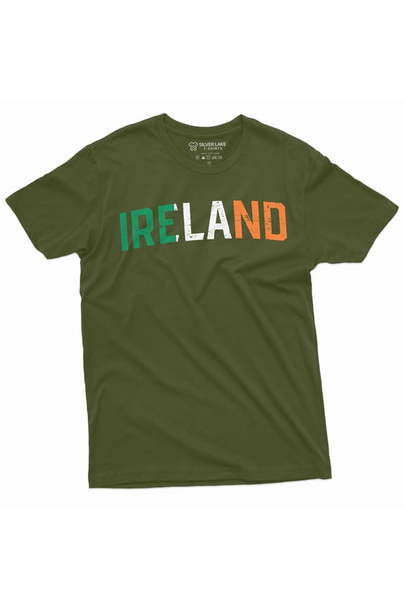 Ireland T-Shirt Irish Flag Coat Of Arms Celtic Tee Shirt Eire Diaspora St. Patrick'S Day (Small Military Green)