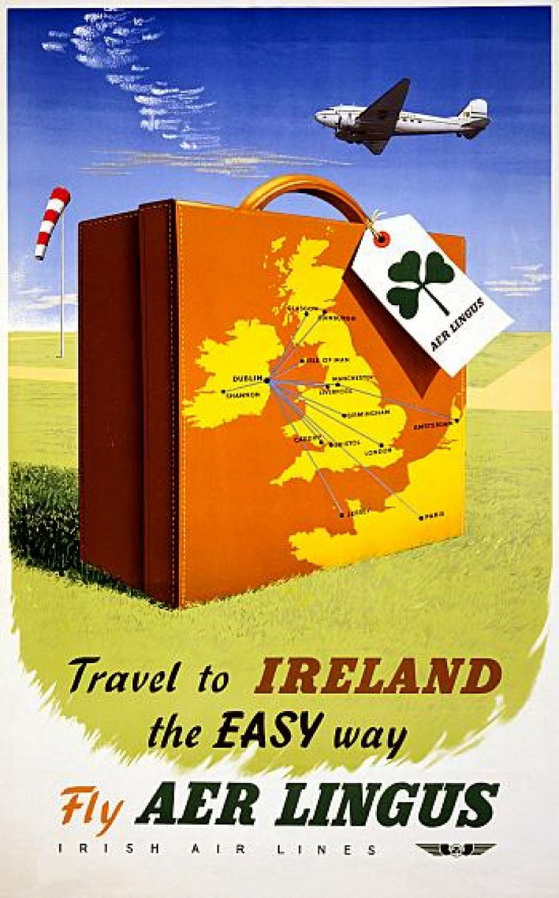 Ireland The Easy Way Aer Lingus Travel Canvas Art - (24 x 36)