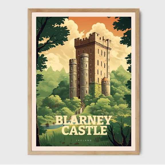 Ireland Travel Poster, Blarney Castle, Northern Ireland Travel Poster, Visit Ireland Art Print, Irish Irish Poster, Poster Wall Art, Modern Wall Decor, 8x12 UNFRAMED